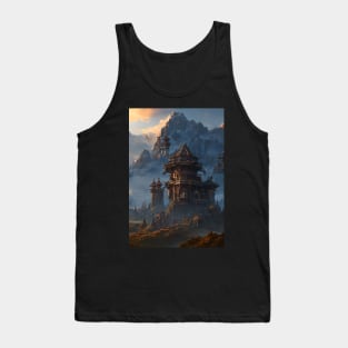 Surreal Magical Asian Tower in Beautiful Landscape and Trees by the Mountains Tank Top